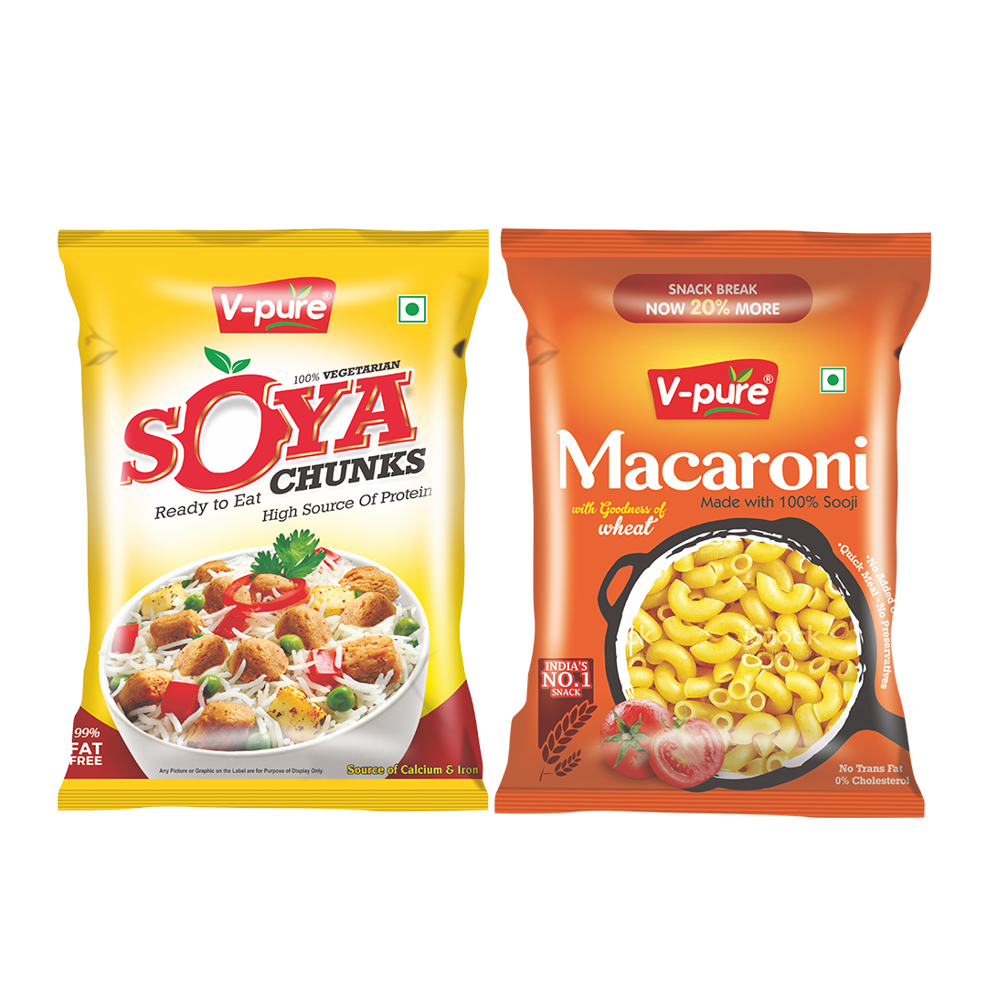 Breakfast Combo - Soya chunks -200 gram &amp; macaroni - 400 gram